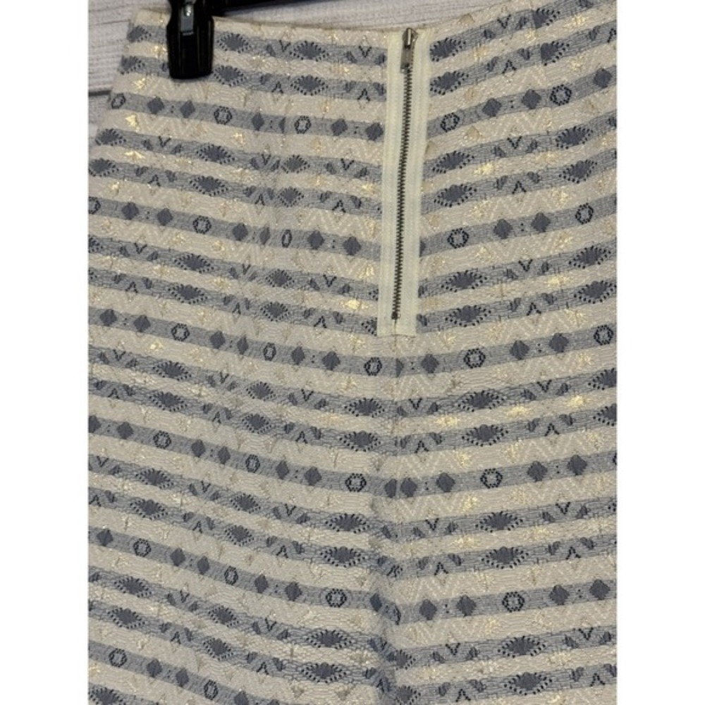 J.Crew Women's Winter‎ Skirt White Blue Snowflake Gold Shimmer Size 0 VGC - Picture 4 of 9